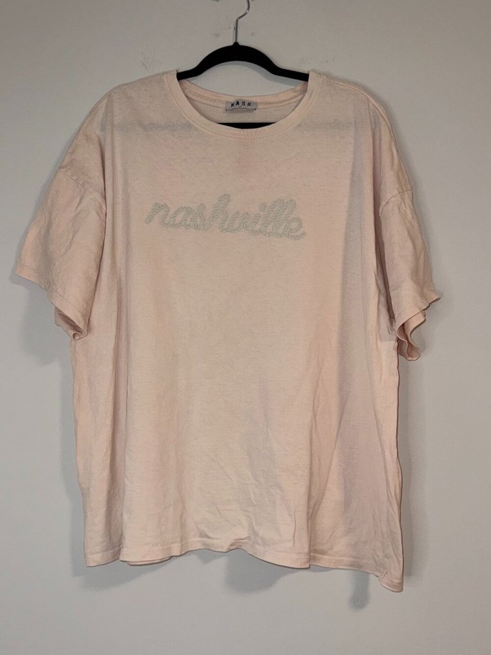 NASH Nashville Novelty Western Cowboy Lasso Rope Oversized Baby Pink T-shirt Sz